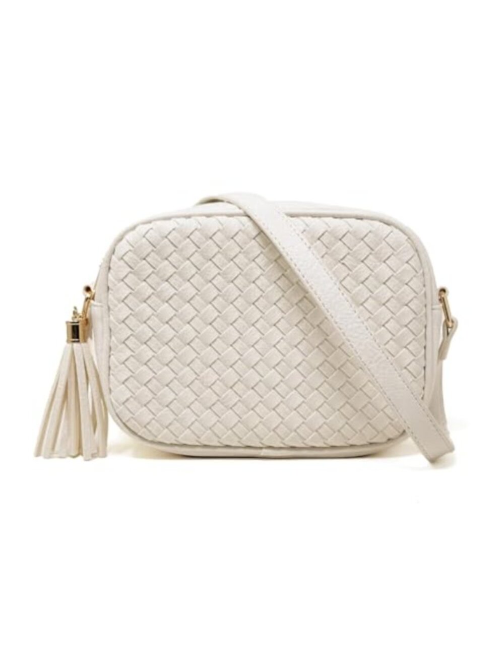 Woven Crossbody Bag Small Boho Faux Leather Purse with Large Capacity